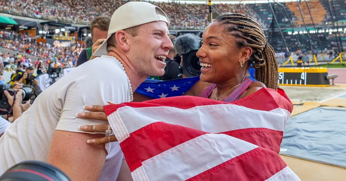 Olympic Tara Davis-Woodhall and Hunter Woodhall